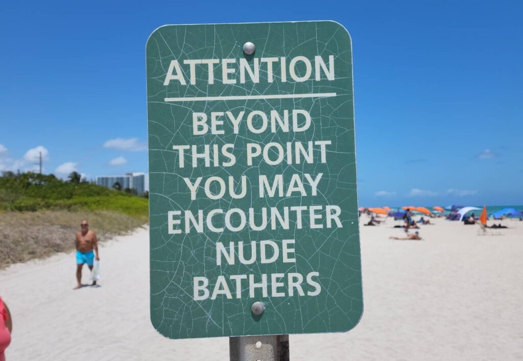 Florida nude beaches sign